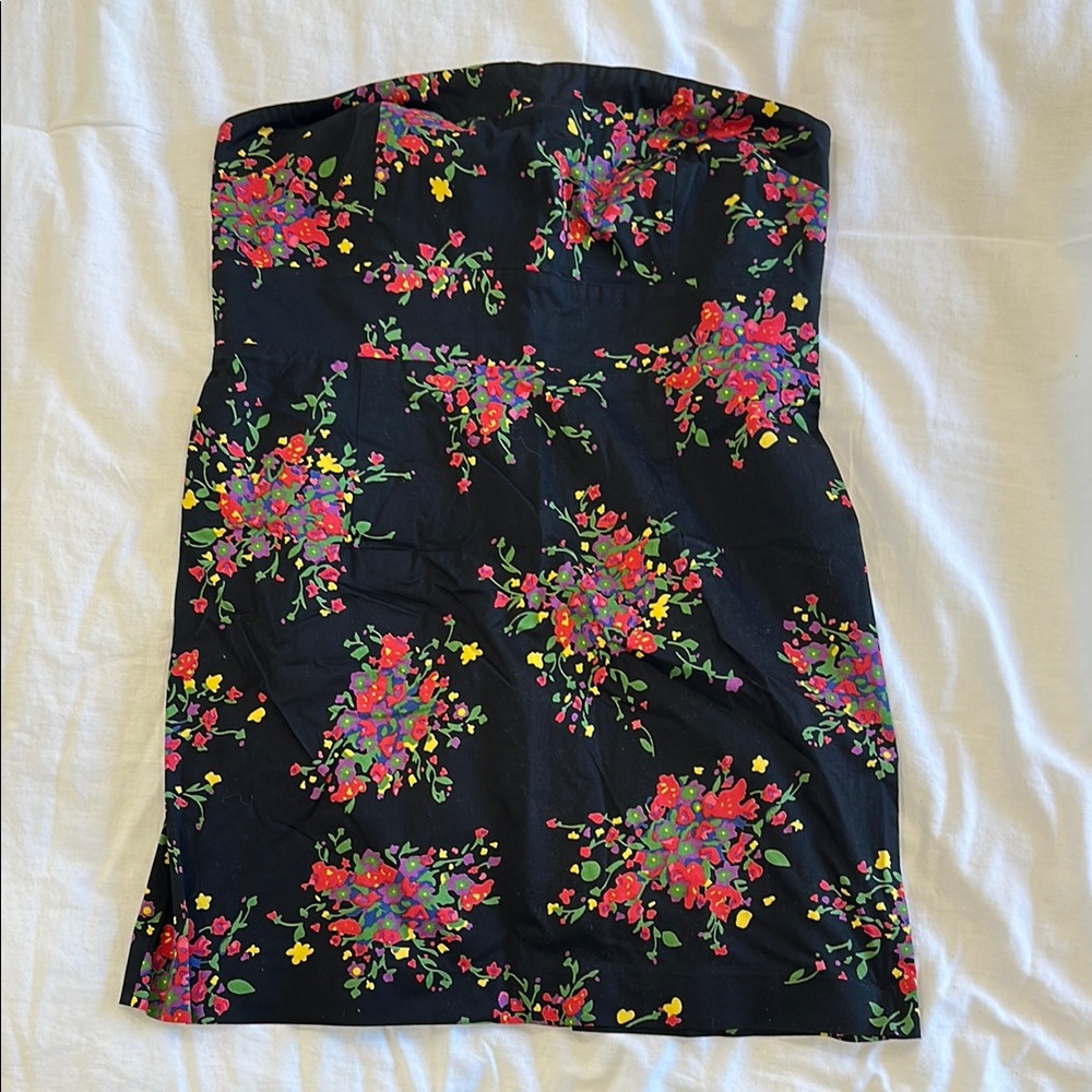 Free People Floral Strapless Mini Dress